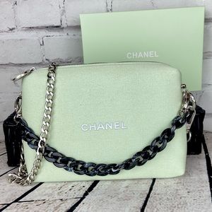 CHANEL seafoam green beauty line cosmetic pouch crossbody or bumbag tote